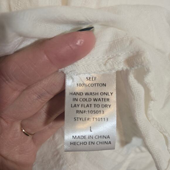 Savanna Jane Embroidered Elastic Waist Top Lace Boho Beach Spring Floral L - Picture 3 of 7